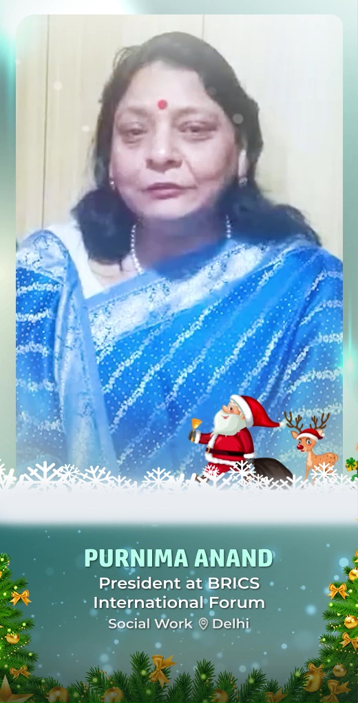 purnimaanand-wish-christmas-day - Purnima Anand - Christmas Day Greeting Message by Purnima Anand, President at BRICS International Forum - Watch Christmas Day greeting and best wishes message by Purnima Anand, President at BRICS International Forum purnimaanand-wish-christmas-day - Purnima Anand - Christmas Day Greeting Message by Purnima Anand, President at BRICS International Forum - Watch Christmas Day greeting and best wishes message by Purnima Anand, President at BRICS International Forum