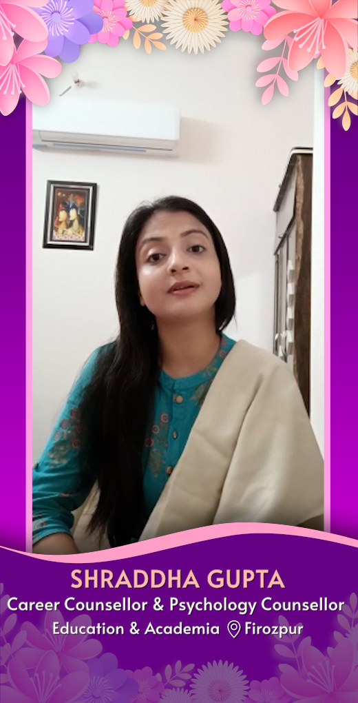 shraddha-gupta-best-wishes-greetings-womens-day - Shraddha Gupta - Womens Day Greeting Message by Shraddha Gupta, Career Counsellor & Psychology Counsellor - Watch Womens Day greeting and best wishes message by Shraddha Gupta, Owner at Eye Level Academy & Complete Counseling Center shraddha-gupta-best-wishes-greetings-womens-day - Shraddha Gupta - Womens Day Greeting Message by Shraddha Gupta, Career Counsellor & Psychology Counsellor - Watch Womens Day greeting and best wishes message by Shraddha Gupta, Owner at Eye Level Academy & Complete Counseling Center